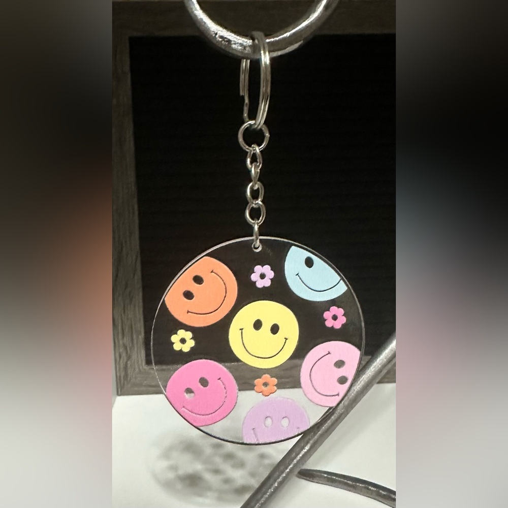 Colorful Smiley Face Keychain